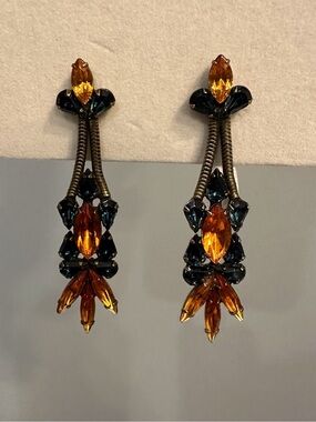 Brand New Auden Amber and Teal Crystal Drop Earrings - Women Jewelry
